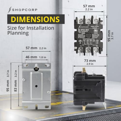 3 Pole 40 Amp AC Contactor, 24V Coil, UL Recognized, HVAC - style: 3 Pole 24V