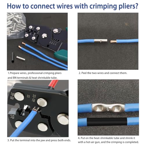 Tnisesm 120 Pcs 26-22 AWG Gauge Non Insulated Butt Connectors, Butt Splice Wire Connectors, Electrical Wire Seamless Uninsulated Butt Connectors Crimp Ferrule Terminals BN0.5 - size: 26-22 AWG