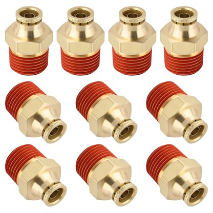 DOT Approved Male Straight Brass Union 3/8" Tube x 1/2" NPT, 10PCS - size: 3/8" OD x 1/2" NPT