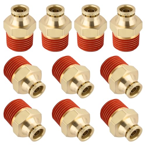 DOT Approved Male Straight Brass Union 3/8" Tube x 1/2" NPT, 10PCS - size: 3/8" OD x 1/2" NPT