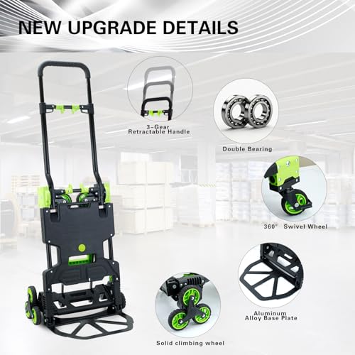 Stair Climbing Dolly Cart with Wheels,2-in-1Folding Hand Truck Dolly - color: Green