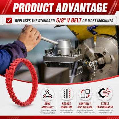 10 Ft x 5/8 Inch Adjustable Link V-Belt, Type B Power Twist Belt, Red - size: 10FT