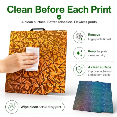 Build Plate for Bambu Lab P1S P2S A1 P1P X1 X1C X1E - Double Sided Smooth PEI Spring Steel Sheet, Flexible 3D Printer Spring Steel Build Plate, 257x257mm,Chameleon PEO+Starry Pattern - color: Chameleon PEO+Starry