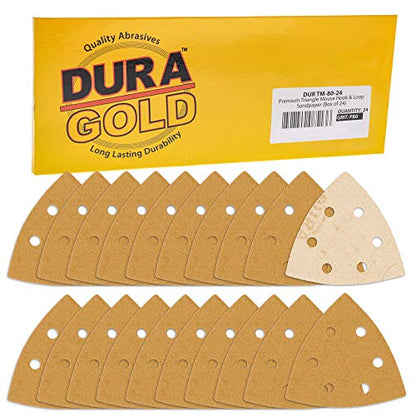 Dura-Gold Premium Triangle Mouse Sanding Sheets - 80 Grit (Box of 24) - 6 - size: 80-Grit