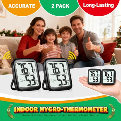 Antonki 2 Pack Room Thermometer Indoor Hygrometer - color: 2 Pcs * Classic Black ( 97%+ Choice )