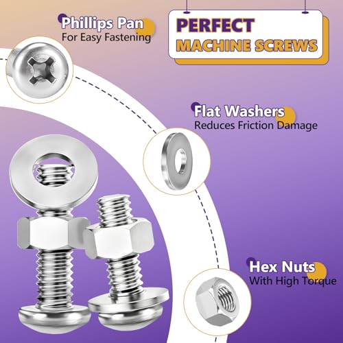 366Pcs #6-32#8-32#10-24 Machine Screw Kit 304 SS, Nuts & Washers - size: #6-32#8-32#10-24