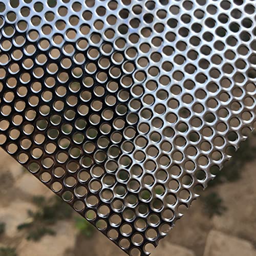 19 Gauge Perforated Metal Sheets 23.6"x11.8" Expanded Metal Mesh Opening 32% Hole 3mm 0.12"(About 1/8") Perforated Stainless Steel Sheet 304 Stainless Steel Mesh Screen Panel Decorati Plate - size: 23.6" X 11.8"