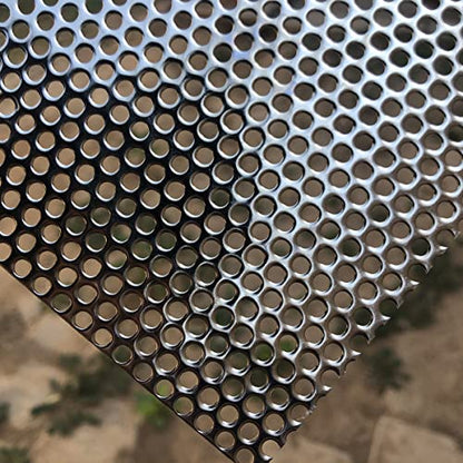 19 Gauge Perforated Metal Sheets 23.6"x11.8" Expanded Metal Mesh Opening 32% Hole 3mm 0.12"(About 1/8") Perforated Stainless Steel Sheet 304 Stainless Steel Mesh Screen Panel Decorati Plate - size: 23.6" X 11.8"
