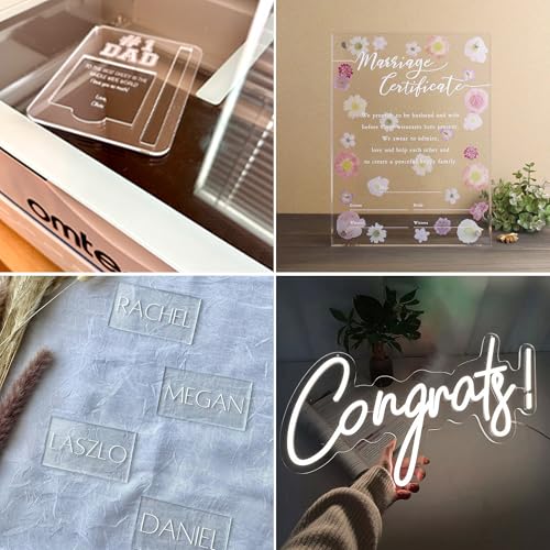 OMTech 10 Pack Clear Acrylic Sheets 12x8 Inch 3mm for Laser Engraving DIY - color: Clear, size: 12''x8''x1/8''