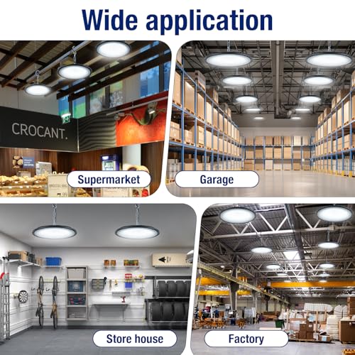 200W UFO LED High Bay Light for Workshop, 2-Pack