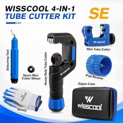 WISSCOOL Tube Cutter Set, 1/8"-2" OD Pipe Cutter Kit 4 in 1 - color: Blue, size: 4 in 1 Set