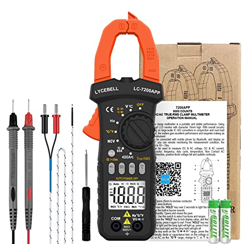 6000 Counts Clamp Meter & Bluetooth APP, Digital AC DC Volt Current Meter