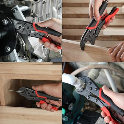 3pcs Locking Pliers Set, 5inch 7inch 10inch Curved Jaw Locking Pliers with Anti-slip Handle Heavy Carbon Steel Vice Grip for Clamping Twisting Welding - size: 5inch+7inch+10inch 3 pcs