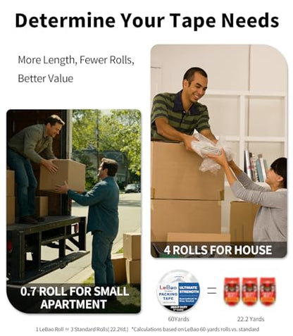 Heavy Duty Packing Tape with Dispenser, 36 Rolls x 1.88 in. x 60 yds. x 2.7 MiL, Strong Hold HD Clear Packaging Tape Secure Sealing for Cardboard, Bubble Wrap, Shipping Supplies, Total 2160 yds. - size: 36-PACK, 60yd.x 1.88'' x 2.7mil thick
