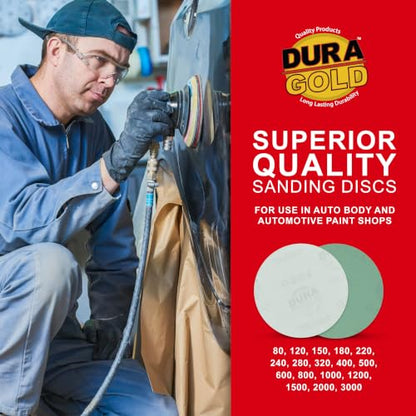 Dura-Gold 5" Green Film Sanding Discs, 1000 Grit, Box of 50, Hook & Loop - size: 1000-Grit
