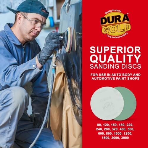 Dura-Gold 5" Green Film Sanding Discs, 800 Grit, Box of 50, Hook & Loop - size: 800-Grit