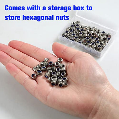 50 Pcs M8 x 1.25mm Nylon Inserted Self Locking Nuts Hex Lock Nuts Assortment 304 Stainless Steel Self Clinching Nuts Finish Hex Lock Nut Plain Finish Inserted Hex with Storage Box - size: M8