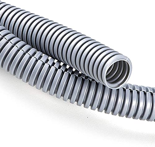 ZhiYo 20FT 3/8” Wire Loom Split Tubing Auto Wire Conduit Flexible Cover | High Temperature Heat Resistant -40F to 257F | Plastic Cover for Electrical Wires & Cables, Grey - color: Grey, size: 20FT 3/8"