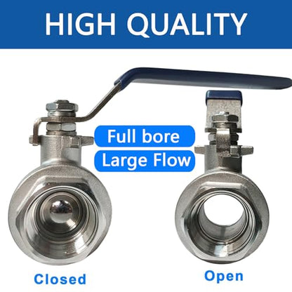 1 Inch 316 Stainless Steel Ball Valve NPT Full Port 2-Pack - size: 316 1" NPT F x M