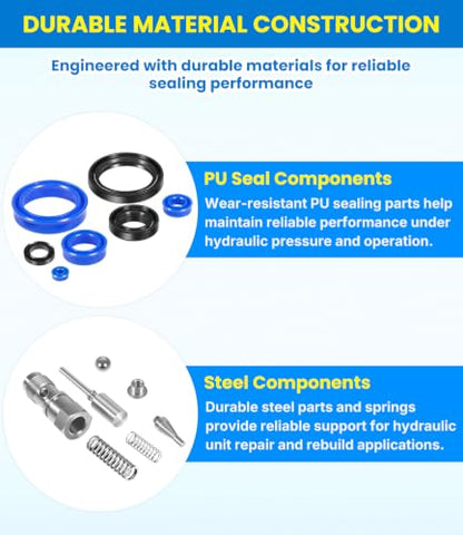 129883-SUPER Seal Kit Compatible with BT L2000 L2000-U L2300 L2300-U Manual Pallet Jacks, Hydraulic Unit Rebuild Repair Kit Includes U-Cups, O-Rings, Scrapers, Springs & Release Components
