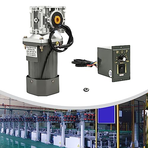 Worm Gear Motor Speed Controller, 120W 6W AC 110V Industrial Reducer Gearbox Electric Reduction Ratio 30:1 Governor 60RPM High Torque Speed 1650rpm Shaft Bore Diameter 14mm Self-Locking and Power Off