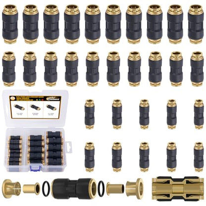 CheeMuii 30PCS Brass DOT Air Line Fittings DOT Quick Connect Straight Union - color: Black, size: 32 PCS
