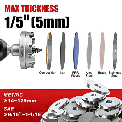 EZARC Carbide Hole Saw Heavy Duty, Hole Cutter for Stainless Steel, Sheet Metal 2-1/2" 64mm - size: 2-1/2" | 64mm, style: Single Pack