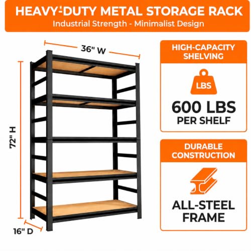 Garage Shelving, Heavy Duty Adjustable Boltless Metal Storage Shelves - size: 3-TIER-32"H x 24"W x 14"D