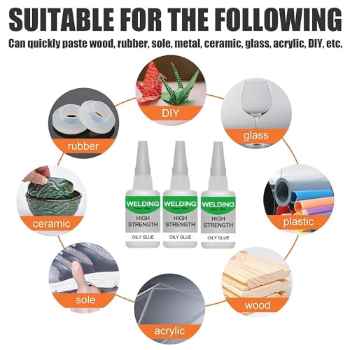 Jue-Fish Multifunctional Glue, Welding High-Strength Oily Glue, Universal Super Glue Gel, Instant Bonding, Strong Adhesion, Repairs Last Long Time for Metal, Wood, Ceramics,Leather, Glass(50g/3PCS) - color: clear3PC