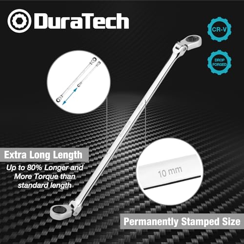DURATECH 10mm x 11mm Extra Long Flex-Head Ratcheting Wrench, Metric - size: 10*11mm