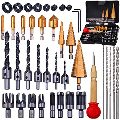 Rocaris 39 Pack Woodworking Chamfer Drilling Tools Set Kit