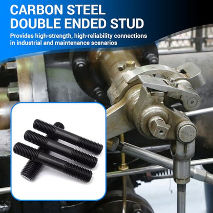 20pcs M8*100mm Double End Threaded Stud, Grade 8.8 Carbon Steel Black Oxide Finish Equal Long Threaded Rod Bar for Furniture Industrial Maintenance Connection Fasteners - size: M8*100-20PCS