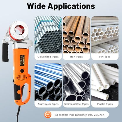 YIYIBYUS Electric Pipe Threading Tool, 2300W Pipe Threader Machine with 6 Dies 1/2"-2", Pipe Cutter Kit with Storage Box for Cutting Threads of Galvanized | Iron | PP | Aluminum | Steel Plastic Pipes
