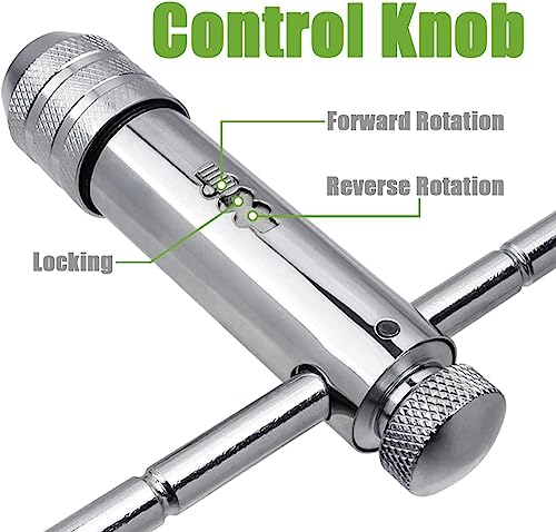 2Pcs Ratchet T Handle Tap Wrench, Adjustable T Bar Handle Holder Ratcheting Wrench for Metric M3-M8 / M5-M12 Thread Screw Taps