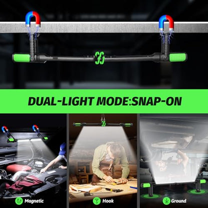 Rechargeable Mechanic Light, 2-in-1 Magnetic Light Bar with Motion Sensor, 2400LM Underhood Work Lights for Mechanics, for Automotive Repair, Inspection, Garage, Emergency