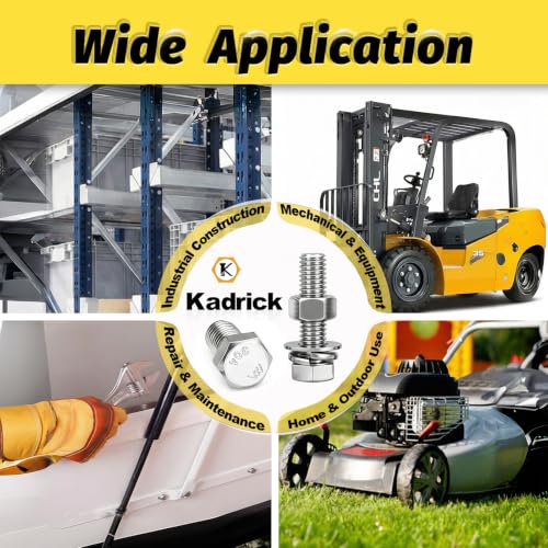Kadrick 244Pcs 1/4-20 Hex Bolt Assortment, Heavy Duty Bolts and Nuts Kit, Assorted Bolts Nuts Flat&Lock Washers,Lenth Form 1/2'' to 2-1/2'' - size: 244Pcs 1/4-20 Stainless Hex Bolts