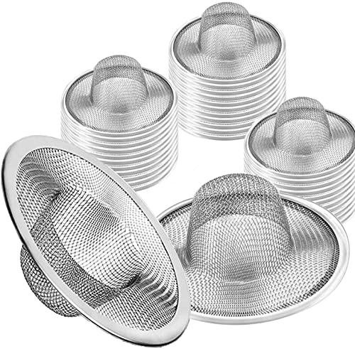 40pcs Heavy Duty Stainless Steel Slop Basket Filter Trap, 2.75" Top / 1" Mesh Metal Sink Strainer,Perfect for Kitchen Sink/Bathroom Bathtub Wash Basin Floor Drain Balcony Drain Hole,Utility - size: 2.75"40pcs
