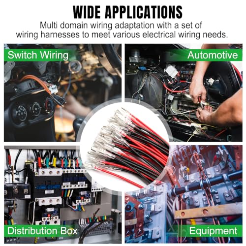 Twidec/20Pcs 2.8mm and 4.8mm Female Spade Crimp Terminal with Insulating Sleeve and Wire Red + Black Female Spade Quick Splice Assortment Kit - size: 2.8/4.8mm