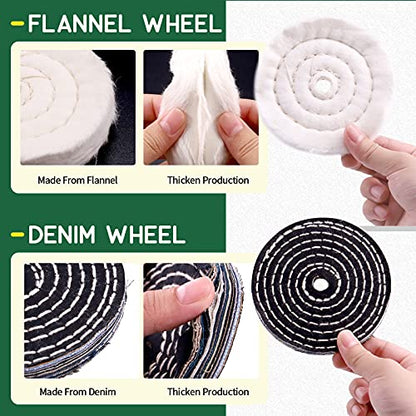 Keadic 8Pcs 4inch Buffing Polishing Wheel Kit Includes Polishing Bars, Buffer Wheels for Polishing and 1/2" Arbor Hole, Polishing Pad Buffing Wheel Kit, Buffer Polisher for Bench Grinder - size: 4'' Buffering wheel Kit