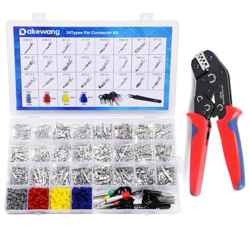 900Pcs 24Types of Pin Connector Kit and Terminal Pins with Crimping Tool - size: Type1