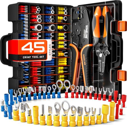 SOMELINE Wire Terminal Crimping Tool Kit, 22-10 AWG with 45-Type Connectors