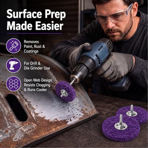 5 Pcs Paint Stripping Disc Drill Attachment 4" x 1/2", Purple - color: Purple
