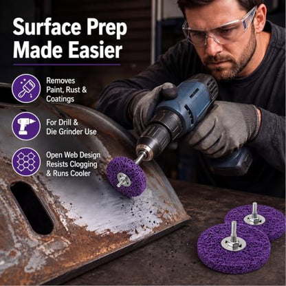 5 Pcs Paint Stripping Disc Drill Attachment 4" x 1/2", Purple - color: Purple
