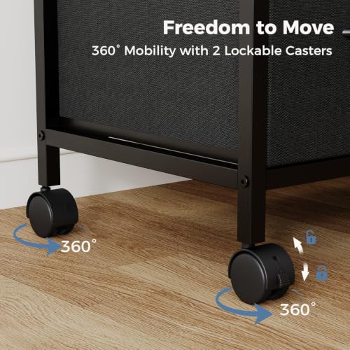DUMOS 3 Drawer Mobile File Cabinet, Rolling Printer Stand with Storage - color: Rustic Black