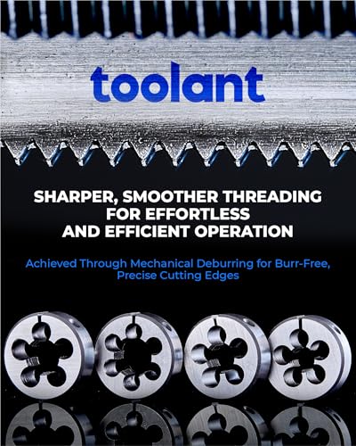 toolant 45pcs Metric Tap and Die Set, M6-M24 Large Threading Set with Round Dies for Cutting and Rethreading Internal and External Threads - size: 45pcs Metric (M6-M24)