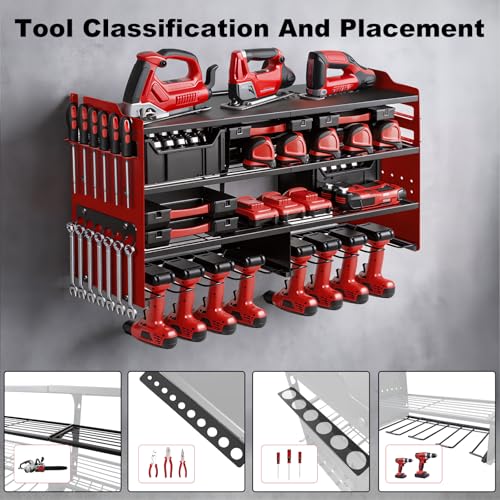 oviitech Large Power Tool Organizer Wall Mount Red - color: Red