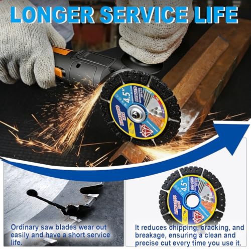 5 Pack Diamond Multi-Purpose Saw Blades, 4.5" Diamond Blade for Angle Grinder, Versatile Cutting Disc for Cutting Tile, Marble, Quartz, Stone, Metal & Plastic, Wet or Dry Use
