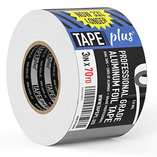TapePlus Aluminum Foil Tape - Heat-Resistant HVAC Tape - Waterproof Weather Barrier - High-Temp Thermal Seal - 3 in x 210 ft, Silver - size: 3 Inch
