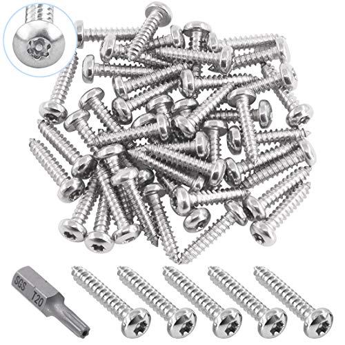Glarks 51Pcs #8 x 3/4'' Button Head Torx Security Sheet Metal Screws Stainless Steel Tamper Resistant Screws Set with T20 Bit (50pcs #8 x 3/4'') - size: 50pcs #8 x 3/4''
