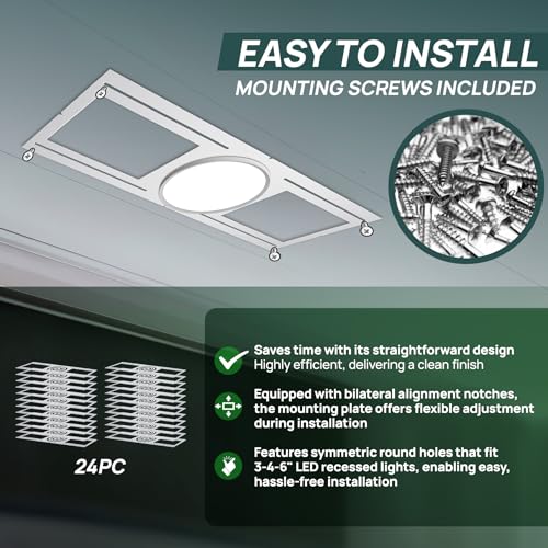 Sidasu 24 Pack New Construction Mounting Plate for 3/4/6" Recessed Lights - size: 24-pc